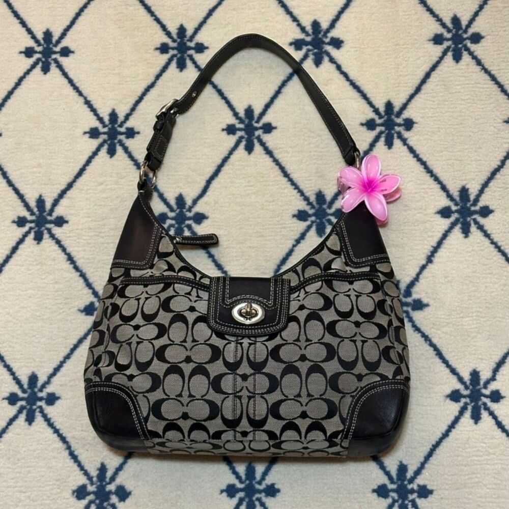 Coach Y2K Hampton Turnlock Signature Hobo Jacquard Shoulder Bag 2009 13971